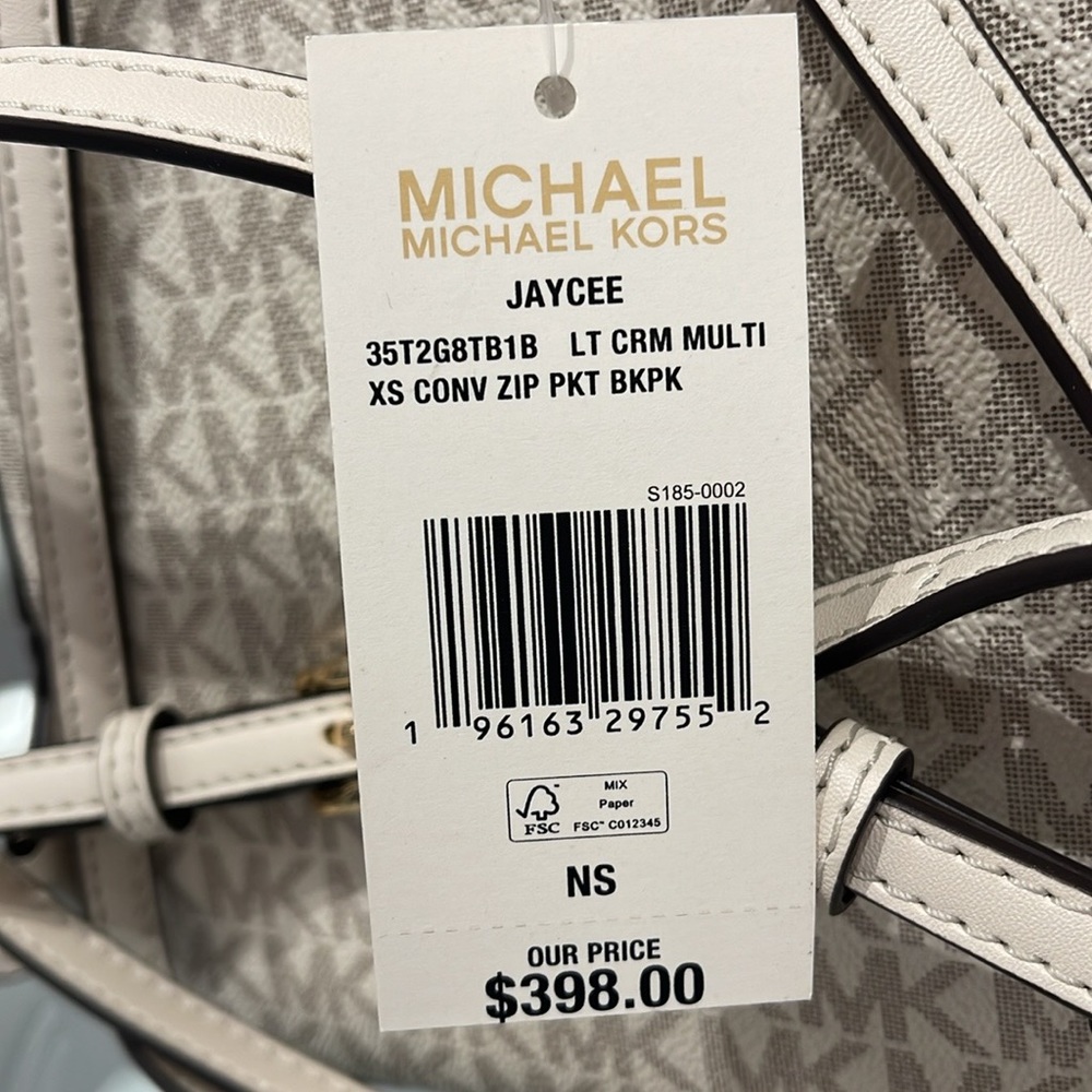 Michael Kors Ladies Backpack Bag Jaycee XS Conv Zip Backpack Light Cream Multi - Picture 5 of 16